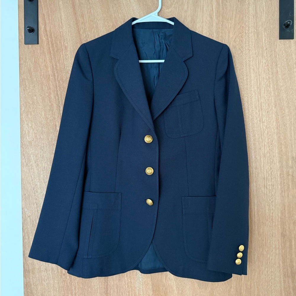 Vintage schoolboy Stanley Blacker navy with gold button blazer. Size 12